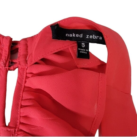 Naked Zebra Coral raserback top blouse size S sleeveless - Picture 8 of 8